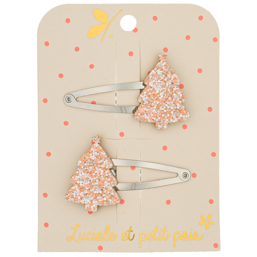 Barrettes sapins - Crème multi (paire)