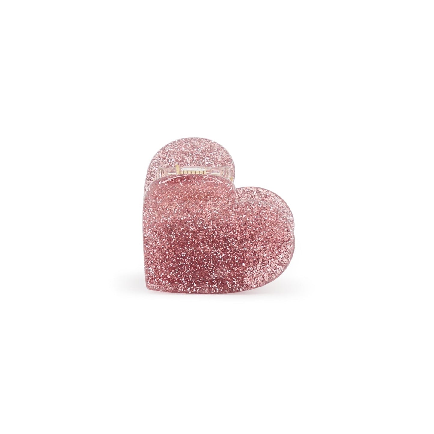 Mini pince à cheveux en acétate de cellulose, cœur glitter rose | Luciole et petit pois
