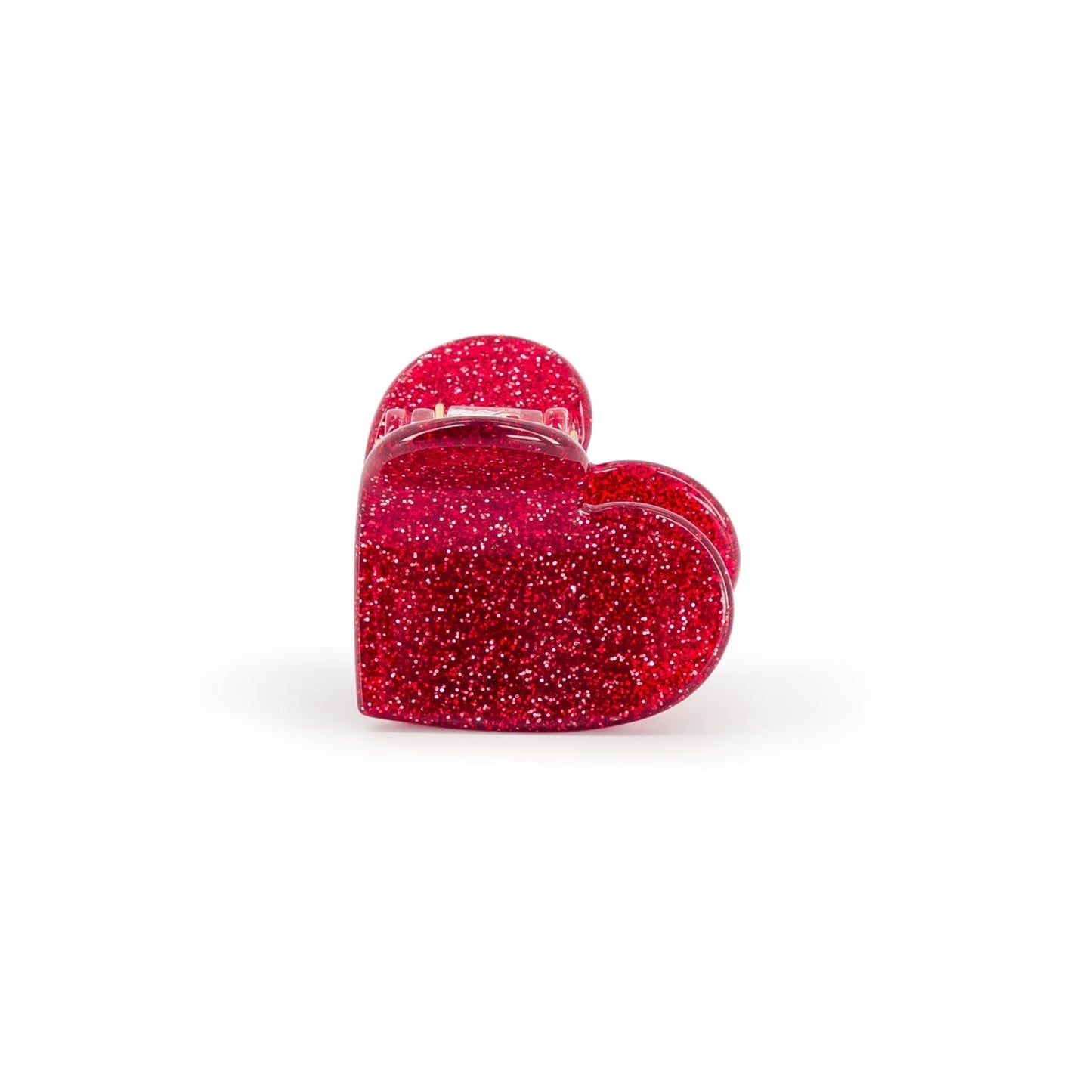 Mini pince à cheveux en acétate de cellulose, cœur glitter rouge | Luciole et petit pois
