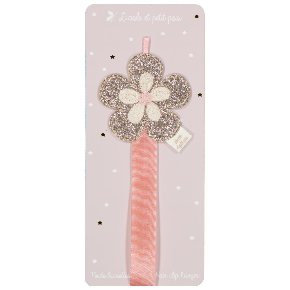 Porte barrettes mural - Fleur rétro (rose)