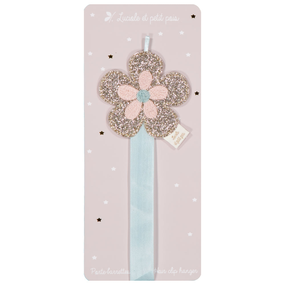 Porte barrettes mural - Fleur rétro (amande)