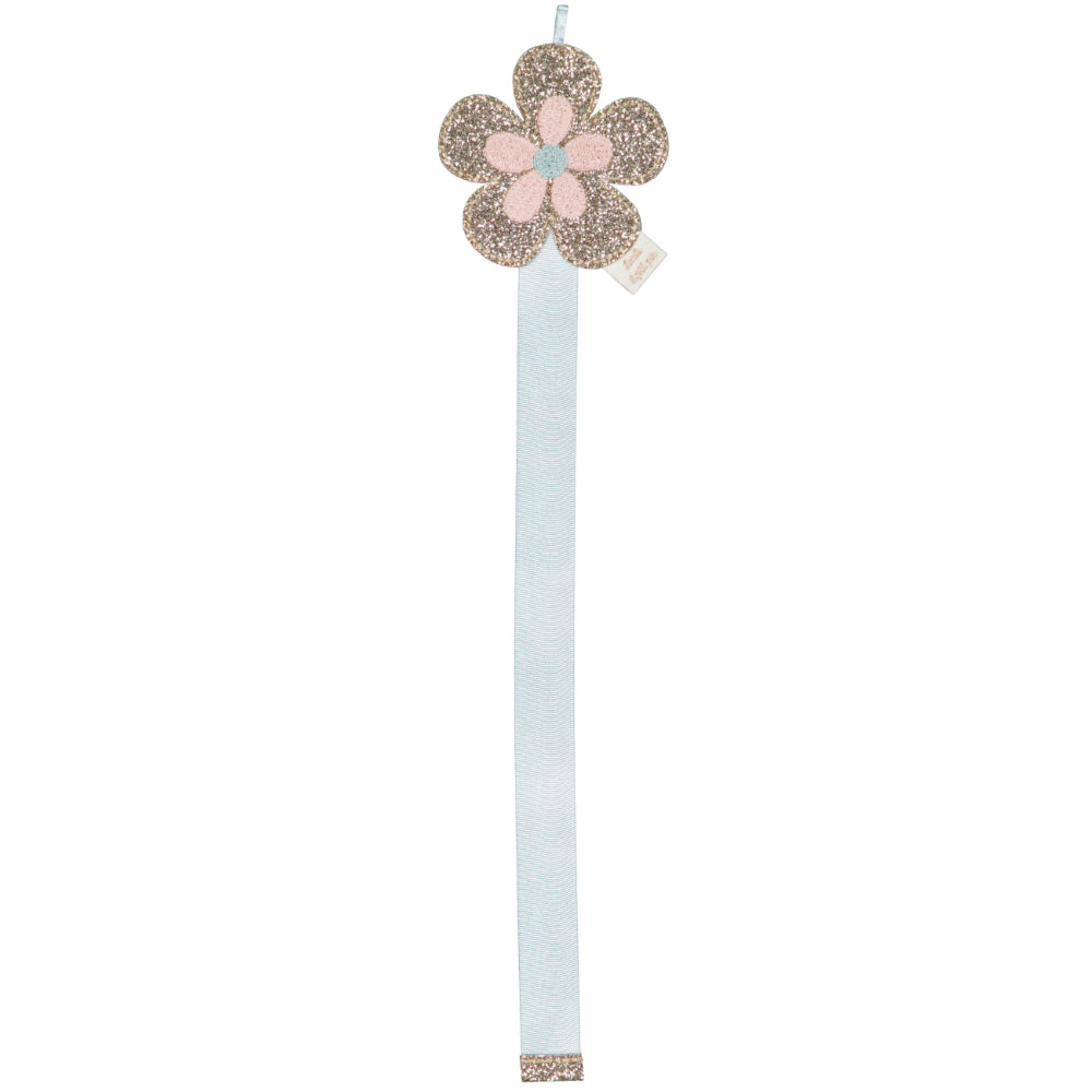 Porte barrettes mural - Fleur rétro (amande)