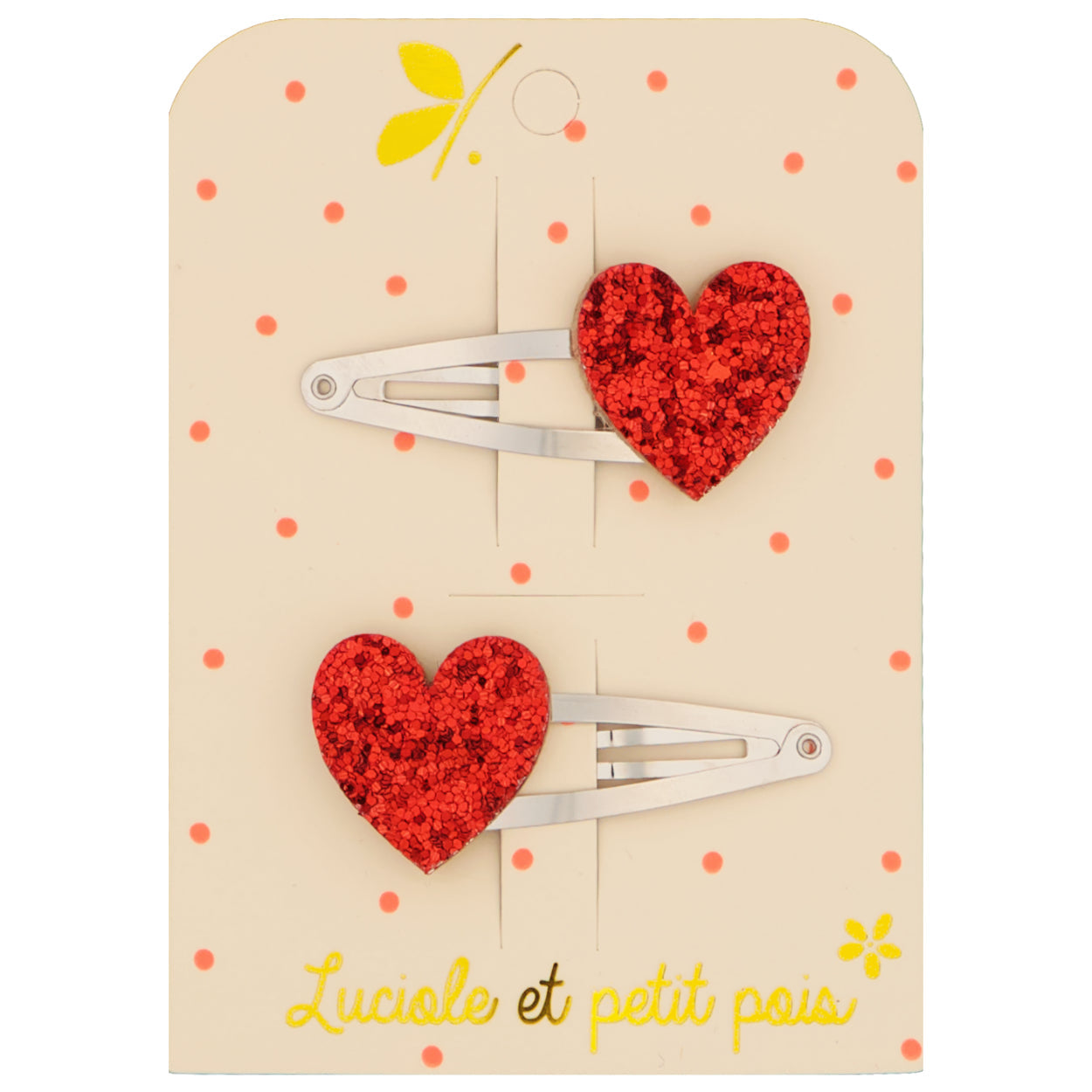 Barrettes cœurs rouges (paire) | Luciole et petit pois