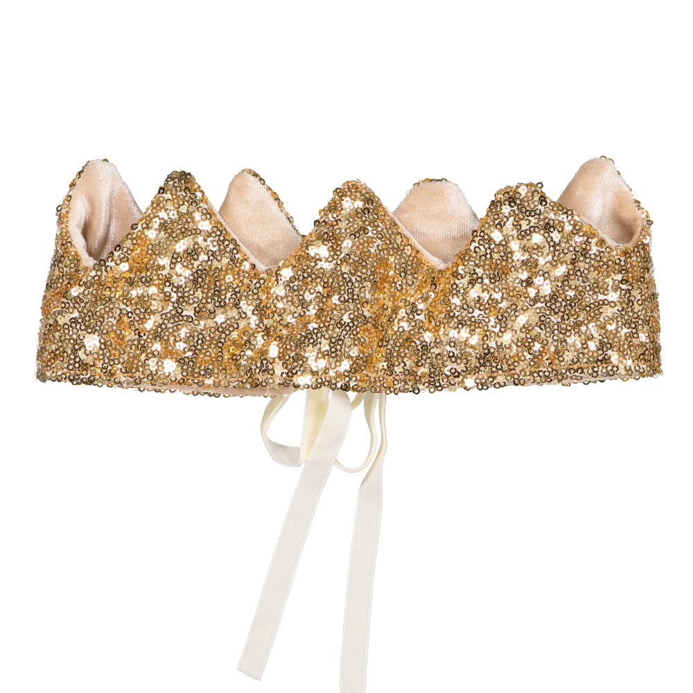 Une Couronne de princesse en sequins or - Face avant | Luciole et petit pois