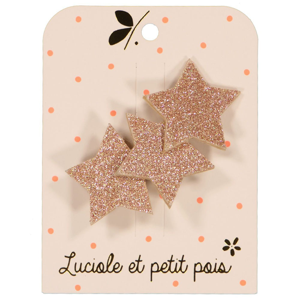 Molletta a tre stelle - Glitter rosa