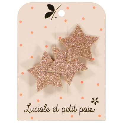 Molletta a tre stelle - Glitter rosa