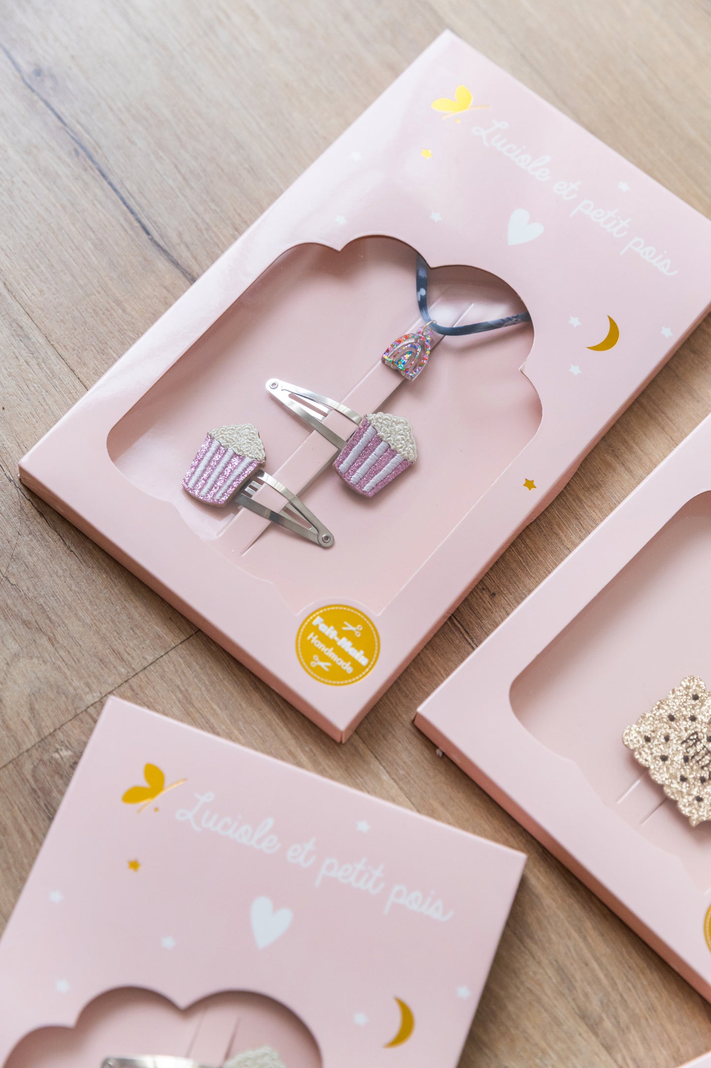 Coffret Popcorn - Barrettes popocorn & Bracelet Meadow Bleu (arc-en-ciel)