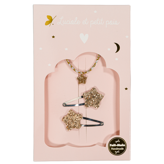 Coffret Bubble star - Barrettes Bubble star & bracelet Feather Meadow (étoile)