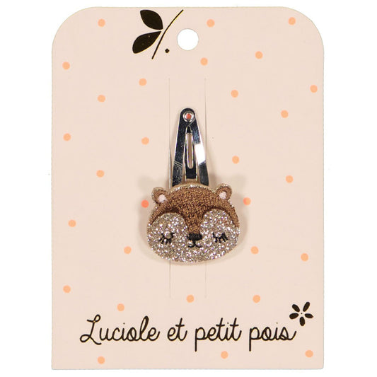 Barrette cheveux glitter écureuil, pince clic clac 4 cm | Luciole et petit pois