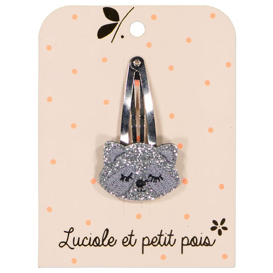 Pince cheveux glitter argent, clic clac 5 cm | Luciole et petit pois