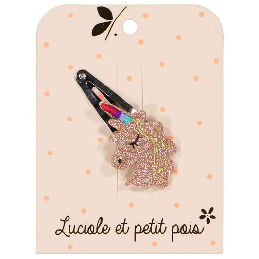 Accessoire de mode enfantine - Barrette cheveux licorne, clic clac 5 cm | Luciole et petit pois