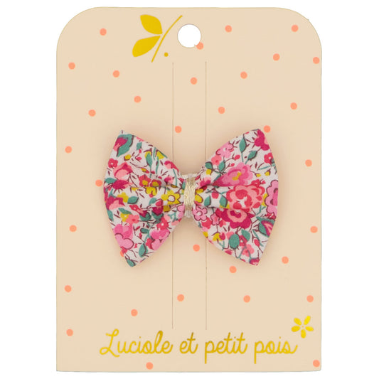 Barrette à cheveux en forme de nœud papillon - Liberty of London Emma & Georgina hibiscus - Pince clic clac 5 cm | Luciole et petit pois