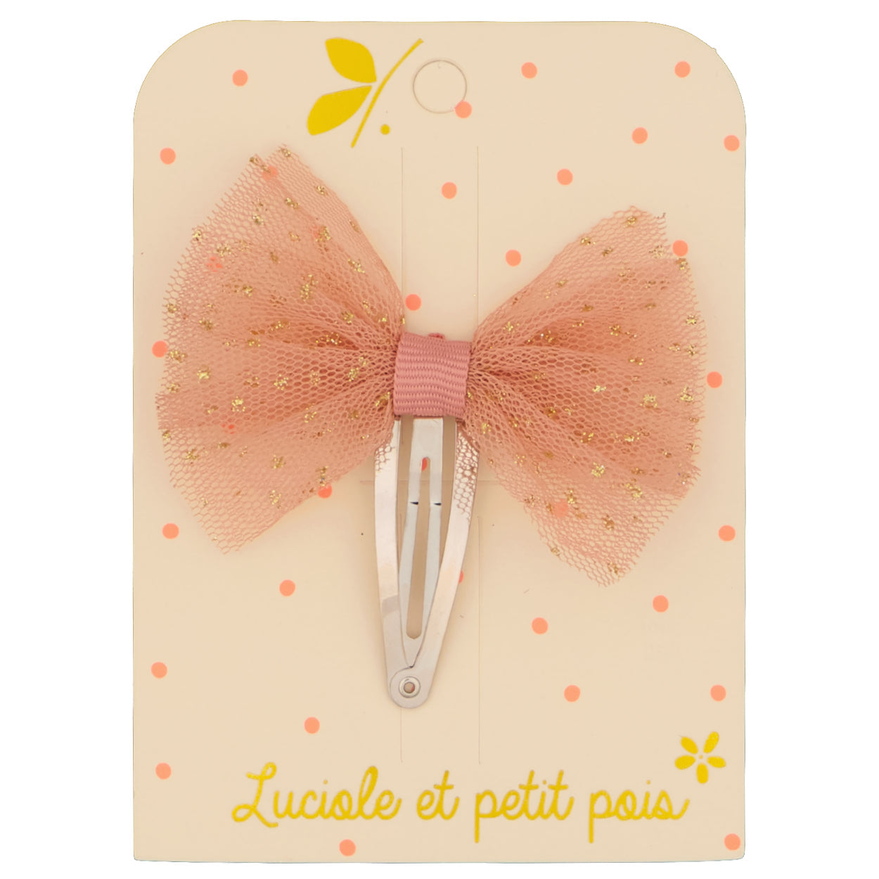 Accessoire coiffure - Barrette tutu vieux rose - Pince clic clac 5 cm | Luciole et petit pois