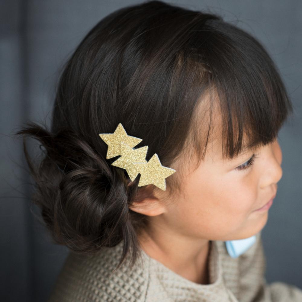 Barrette trois étoiles - Glitter doré