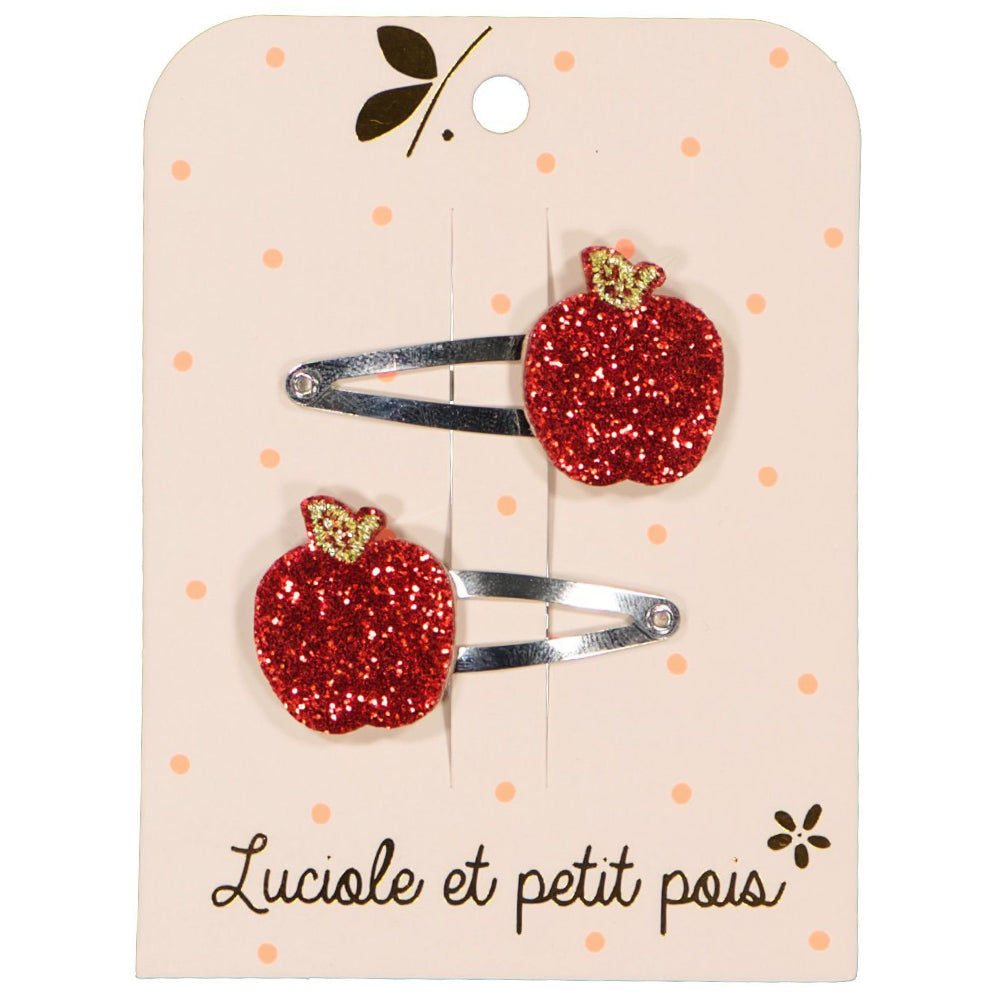 Mode enfantine - Barrettes à cheveux pomme - Clic clac 4 cm | Luciole et petit pois