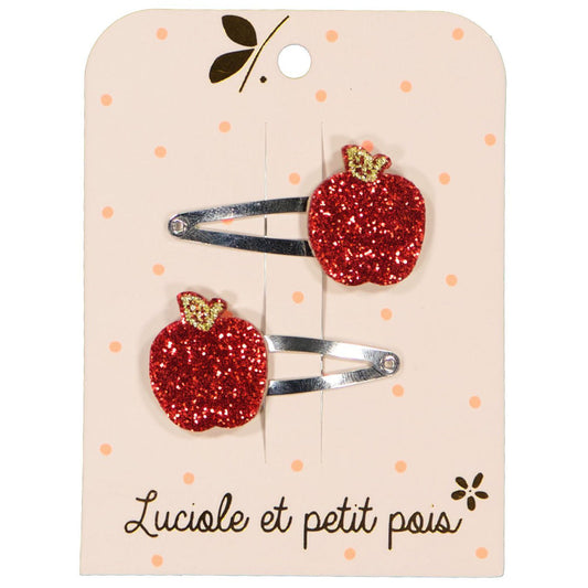 Mode enfantine - Barrettes à cheveux pomme - Clic clac 4 cm | Luciole et petit pois