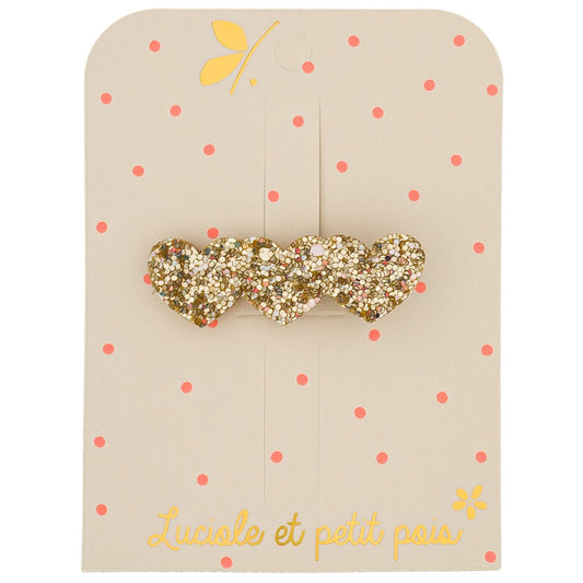 Barrette 3 coeurs - Doré