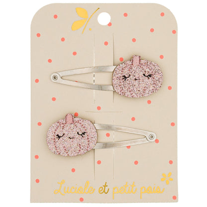 Barrettes citrouilles roses (paire)