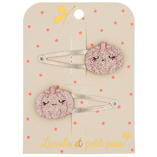 Barrettes citrouilles roses (paire)