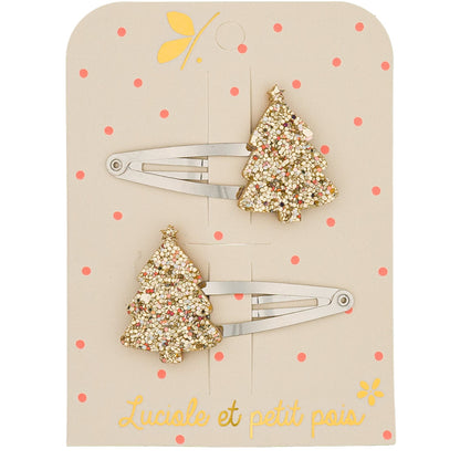 Barrettes sapins - Doré (paire)