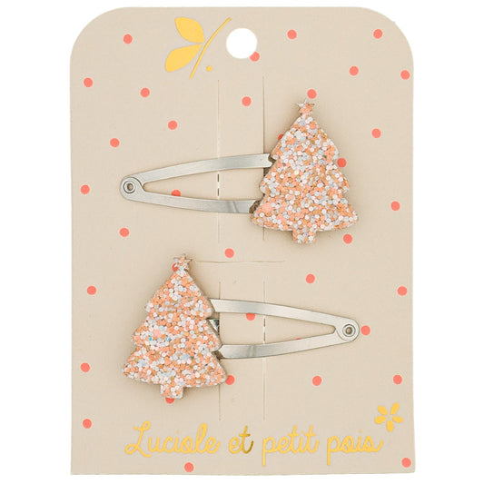Barrettes sapins - Crème multi (paire)