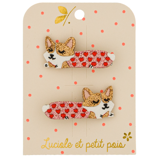 Barrettes Rosie le corgi (paire)