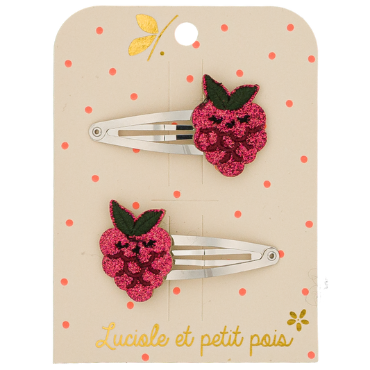 Barrettes Berry la framboise (paire)