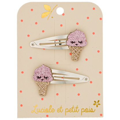 Barrettes Ice Cream fraise (paire)