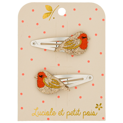 Barrettes Ruby le rouge-gorge (paire)