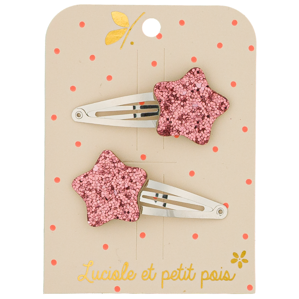 Barrettes Bubble star - Framboise (paire)