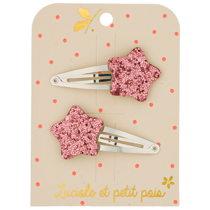 Barrettes Bubble star - Framboise (paire)