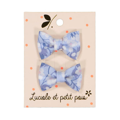 Barrettes mini papillon - Liberty Mitsi Jacinthe bleu (paire)