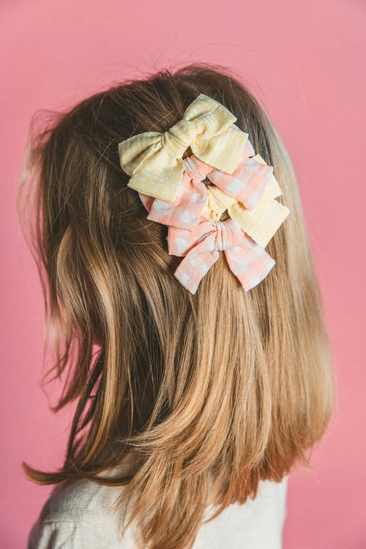 Barrette petit noeud princesse - Rayé jaune