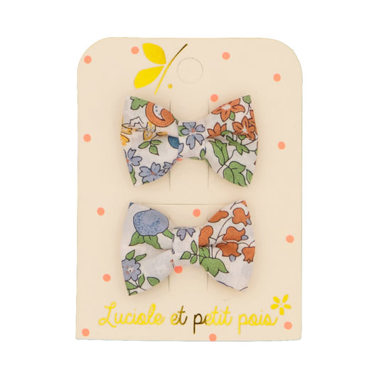 Barrettes mini papillon pour bébé - Liberty Nancy Ann Clementine (paire) | Luciole et petit pois