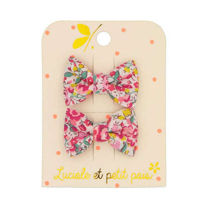 Barrettes mini papillon pour bébé - Liberty Betsy Emma & Georgina hibiscus (paire) | Luciole et petit pois