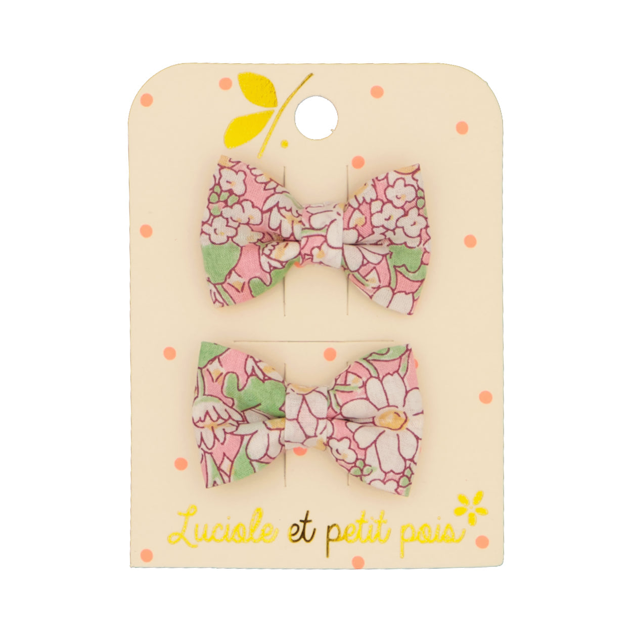 Barrettes mini papillon pour bébé - Liberty Alice pêche (paire) | Luciole et petit pois