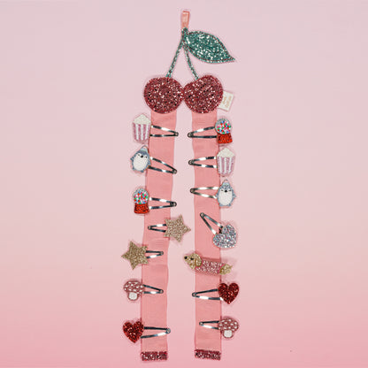 Porte-barrettes  mural - Cerise