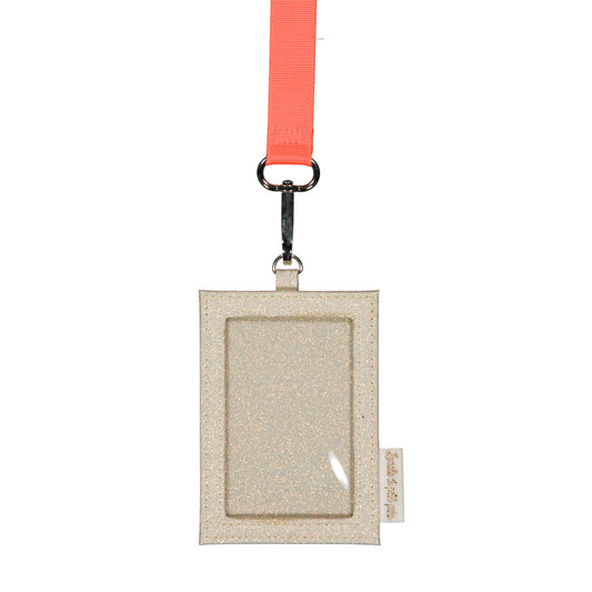 Porte-carte à cordon - Crème/Orange fluo