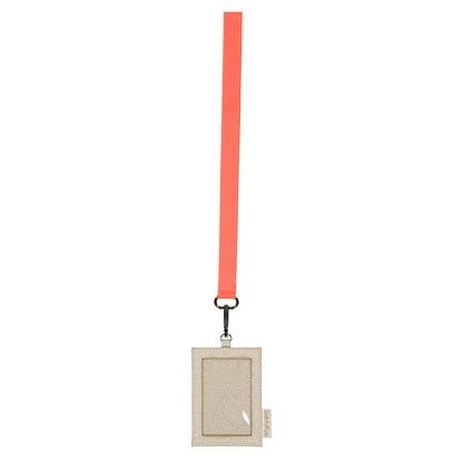 Porte-carte à cordon - Crème/Orange fluo