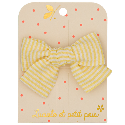 Barrette petit noeud princesse - Rayé jaune
