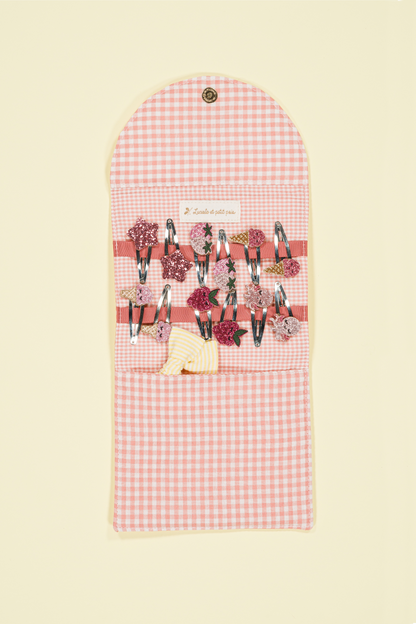 Pochette porte-barrettes - Cerise