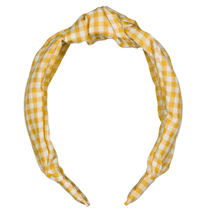 Wide headband - Mustard gingham