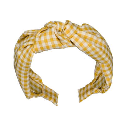 Wide headband - Mustard gingham