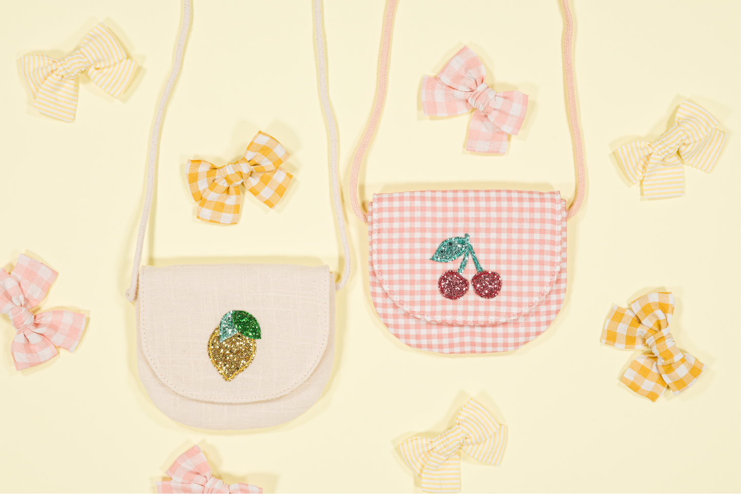 Barrette petit noeud princesse - Rayé jaune