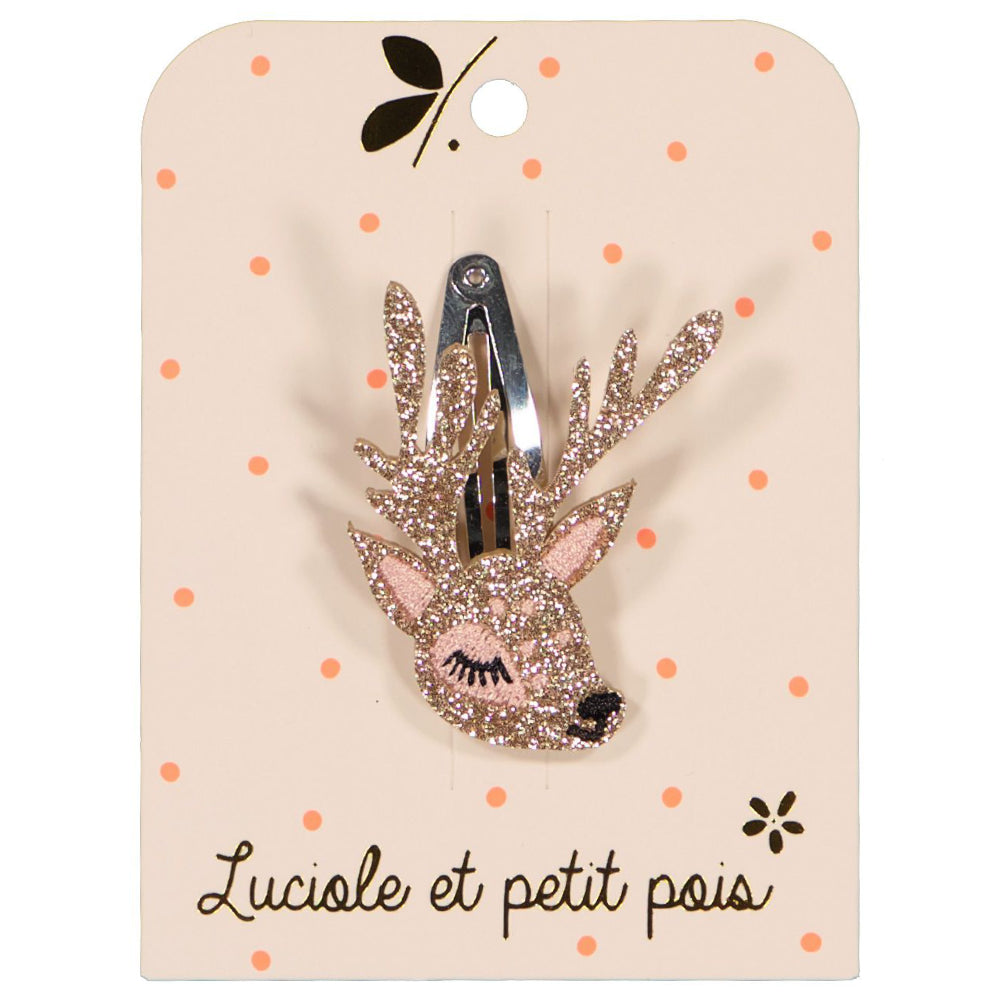 Barrette cheveux cerf - Pince clic clac 5 cm | Luciole et petit pois