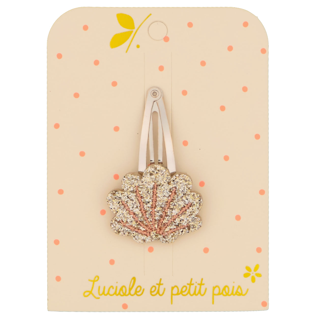 Barrette cheveux coquillage doré pour enfants | Luciole et petit pois