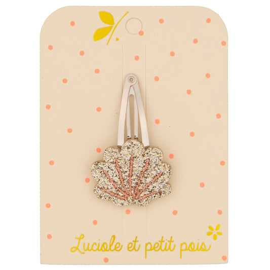 Barrette cheveux coquillage doré pour enfants | Luciole et petit pois