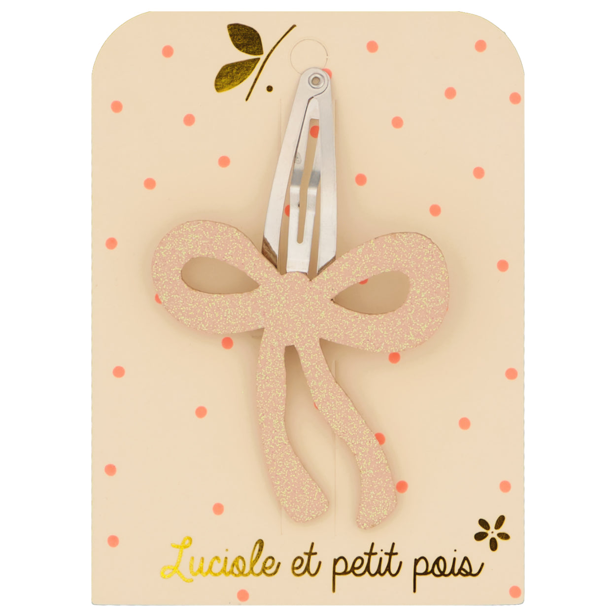 Barrette grand nœud rose pâle | Luciole et petit pois