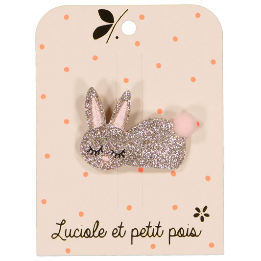 Accessoire coiffure - Barrette noeud lapin glitter or - Pince clic clac 4 cm | Luciole et petit pois