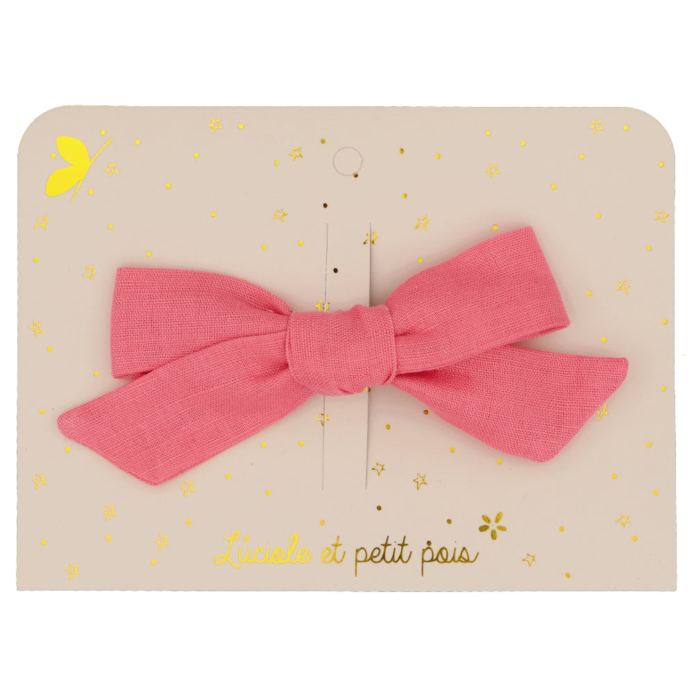 Barrette cheveux enfant nœud princesse - Rose bonbon - Pince crocodile 6 cm | Luciole et petit pois